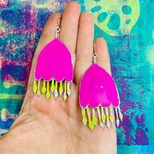 Load image into Gallery viewer, Hot Pink Fantastical Fuchsias Tin Earrings