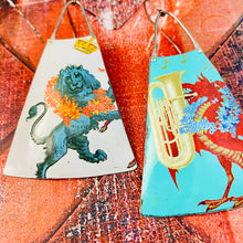 Load image into Gallery viewer, Diamond Jubilee Lion &amp; Dragon Long Fans Tin Earrings