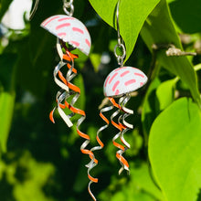 Load image into Gallery viewer, Pink Pattern on White Jellyfish Tin Earrings