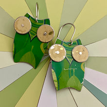 Load image into Gallery viewer, Swirled Greens  Owl Earrings