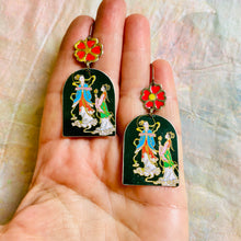 Load image into Gallery viewer, Japanese Women &amp; Red Blossoms Tin Earrings