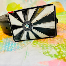 Load image into Gallery viewer, Spirograph Retro Starburst Tin Belt Buckle