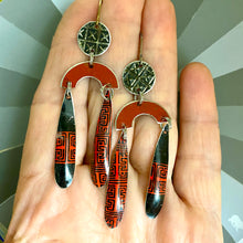 Load image into Gallery viewer, Chinese Red Mini Rainbow Tin Earrings