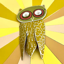 Load image into Gallery viewer, Quirky Owl IV Upcycled Tin Brooch