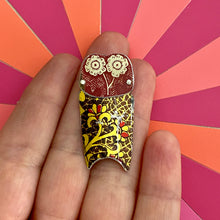 Load image into Gallery viewer, Quirky Owl IX Upcycled Tin Brooch &amp; Pendant