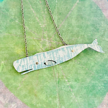 Load image into Gallery viewer, Dusty Aqua &amp; White Upcycled Tin Necklace