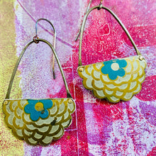 Load image into Gallery viewer, Half Zinnias Upcycled Tin Circle Earrings
