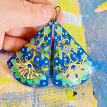 Load image into Gallery viewer, Big Vintage Botanical Cones Tin Earrings