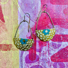 Load image into Gallery viewer, Half Zinnias Upcycled Tin Circle Earrings