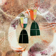 Load image into Gallery viewer, Midnight Colorblock Mod Arches Drop Tin Earrings