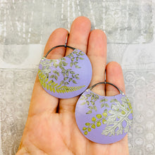 Load image into Gallery viewer, Botanicals on Lavender Upcycled Tin Circle Earrings