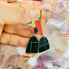 Load image into Gallery viewer, Midnight Colorblock Mod Arches Drop Tin Earrings
