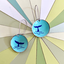 Load image into Gallery viewer, Whale Tail Tiny Dot Upcycled Tin Earrings