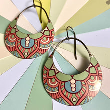 Load image into Gallery viewer, Seafoam Mandala Crescent Circle Earrings