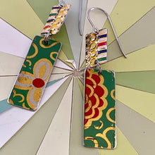 Load image into Gallery viewer, Vintage Mixed Greens Rectangles Tin Earrings