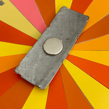 Load image into Gallery viewer, Encircled White Over Red Upcycled Tin Brooch