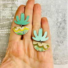 Load image into Gallery viewer, Shimmery Seafoam Succulents Tin Earrings