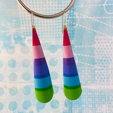Load image into Gallery viewer, Cool Candy Stripes Long Drop Tin Earrings