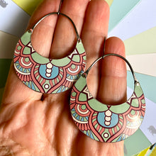 Load image into Gallery viewer, Seafoam Mandala Crescent Circle Earrings