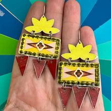 Load image into Gallery viewer, Good Luck Lotus Tin Chandelier Earrings