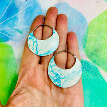 Load image into Gallery viewer, Aqua Avon Crescent Circles Tin Earrings