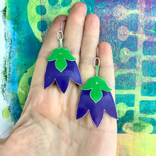 Load image into Gallery viewer, Royal Purple Fancy Tulips Tin Earrings