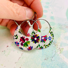 Load image into Gallery viewer, Happy Flowers Crescent Circles Tin Earrings