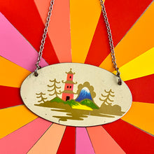 Load image into Gallery viewer, Little Red Pagoda Tin Necklace