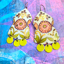 Load image into Gallery viewer, True Pink Flowers Temple Drop Tin Earrings