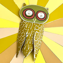 Load image into Gallery viewer, Quirky Owl IV Upcycled Tin Brooch