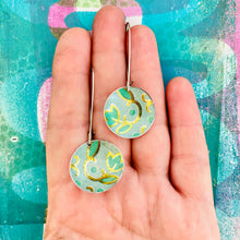 Load image into Gallery viewer, Leaves on Pale Aqua Medium Basin Earrings