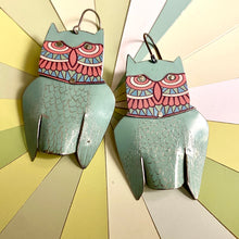 Load image into Gallery viewer, Seafoam Eagle Owl Earrings