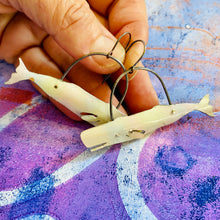 Load image into Gallery viewer, Palest Pastel Sperm Whales Upcycled Tin Earrings