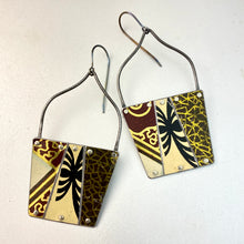 Load image into Gallery viewer, Vintage Darks Patchwork Trapezoid Tin Earrings