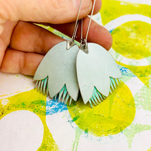 Load image into Gallery viewer, Palest Seafoam &amp; Mint Fancy Tulips Tin Earrings