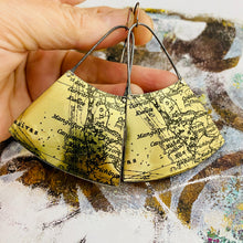 Load image into Gallery viewer, Golden Maps Big Wide Fan Tin Earrings