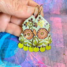 Load image into Gallery viewer, True Pink Flowers Temple Drop Tin Earrings