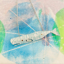 Load image into Gallery viewer, Dusty Aqua &amp; White Upcycled Tin Necklace