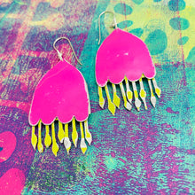 Load image into Gallery viewer, Hot Pink Fantastical Fuchsias Tin Earrings