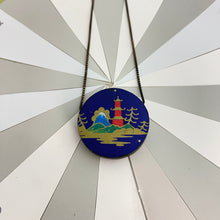Load image into Gallery viewer, Little Red Pagoda Reversible Tin Necklace