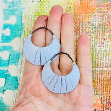 Load image into Gallery viewer, Radiant White Crescent Circles Tin Earrings