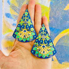 Load image into Gallery viewer, Big Vintage Botanical Cones Tin Earrings