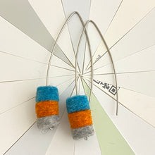 Load image into Gallery viewer, Stacked Wool Felt, Persimmon, Gray, Sky Earrings