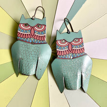 Load image into Gallery viewer, Seafoam Eagle Owl Earrings