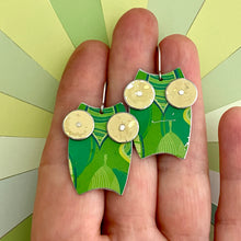 Load image into Gallery viewer, Swirled Greens  Owl Earrings