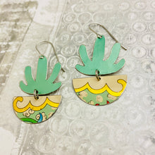 Load image into Gallery viewer, Shimmery Seafoam Succulents Tin Earrings