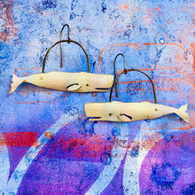 Load image into Gallery viewer, Palest Pastel Sperm Whales Upcycled Tin Earrings