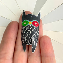 Load image into Gallery viewer, Quirky Owl I Upcycled Tin Brooch