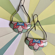 Load image into Gallery viewer, Seafoam Half Mandala Tin Earrings