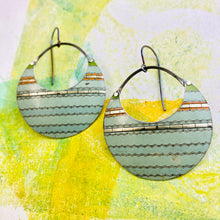 Load image into Gallery viewer, Vintage Aqua Crescent Circles Tin Earrings